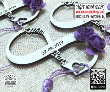 Ahşap İsimli Kalpli Sonsuzluk Magnet