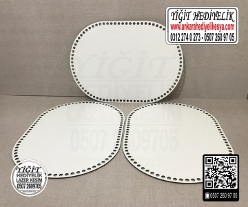 Delikli Beyaz Oval Tabanlık  10x20 cm  / Penye Ribbon İp Sepet Tabanı