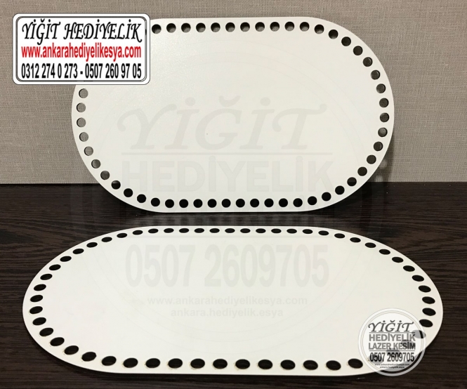 Delikli Beyaz Oval Tabanlık 25x35cm / Penye Ribbon İp Sepet Tabanı