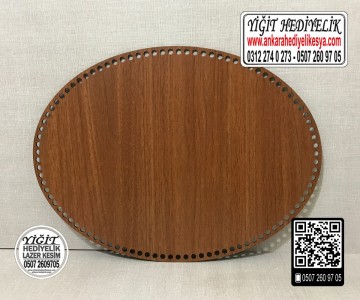 Kahverengi Elips 10x20 cm Tabanlık / Penye Ribbon İp Kahverengi Sepet Tabanı