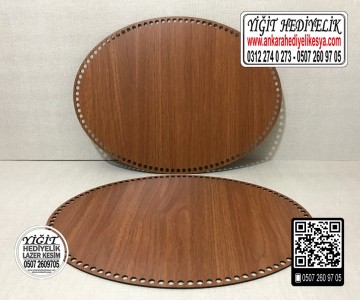 Kahverengi Elips 10x20 cm Tabanlık / Penye Ribbon İp Kahverengi Sepet Tabanı