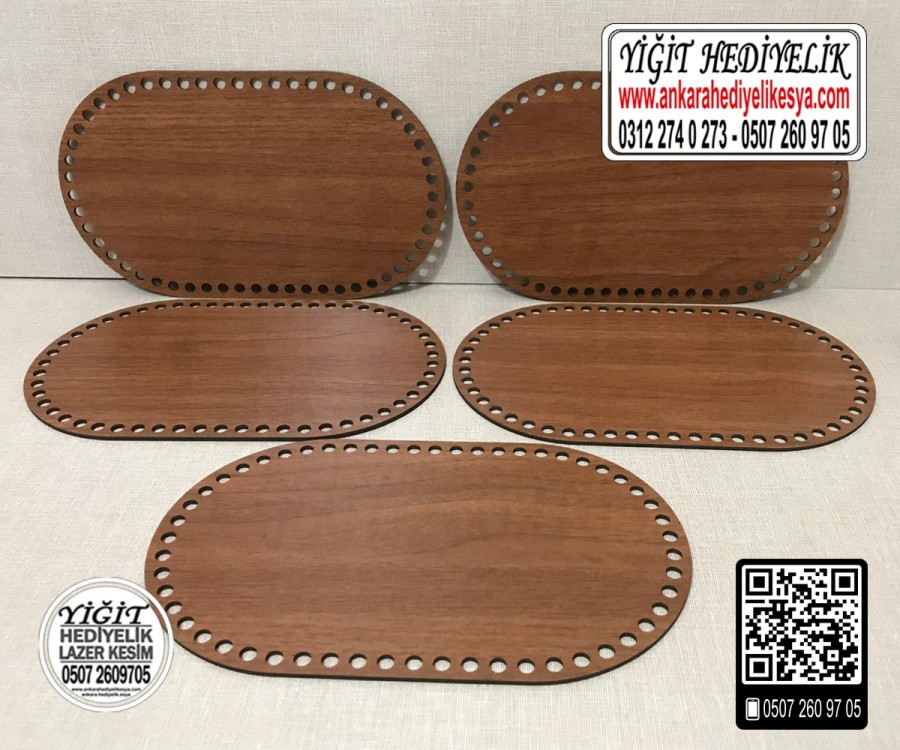 Kahverengi Oval 30x40 cm Tabanlık / Penye Ribbon İp Kahverengi Sepet Tabanı