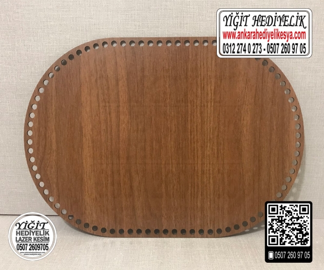 Kahverengi Oval 15x25 cm Tabanlık / Penye Ribbon İp Kahverengi Sepet Tabanı