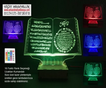 Ayetli Kitap Şeklinde - 3D Lamba