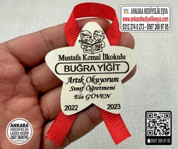 Ahşap Okuyorum Rozeti -6