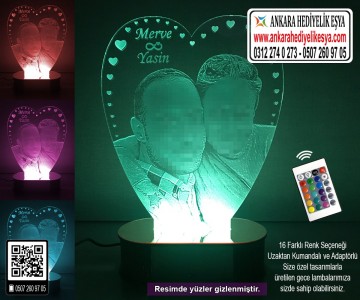 3D Dİkey Kalpli Led Lamba