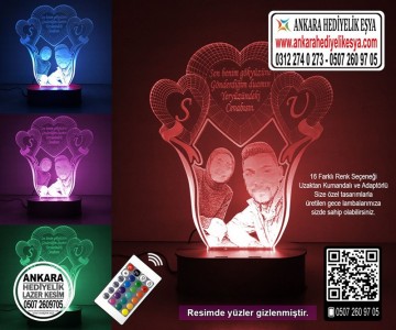 3D Kalpli Resimli Lale Lamba