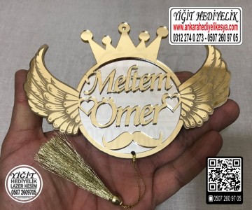 Taçlı Kanatlı Dikiz Aynası Süsü